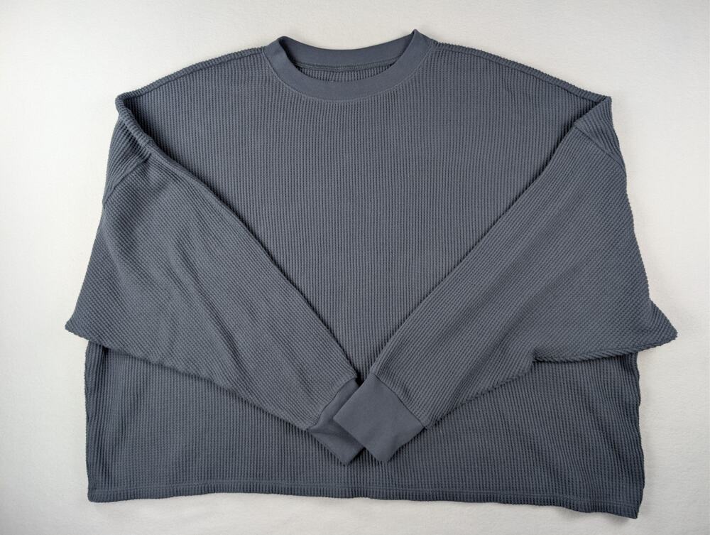 Abercrombie A&F Essentials Gray Waffle Knit Oversized Crewneck L/XL